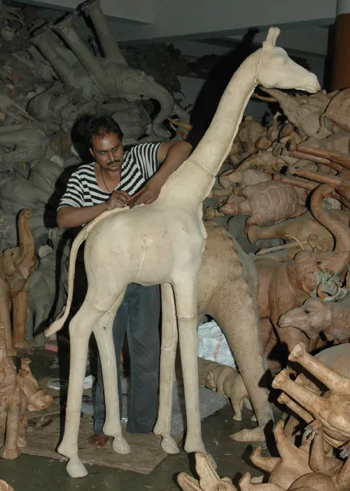 Leather Joining & Detailing stage of handcrafting a leather animal sculpture