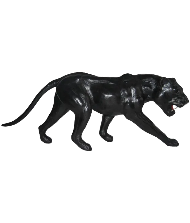 Handcrafted leather black panther sculpture