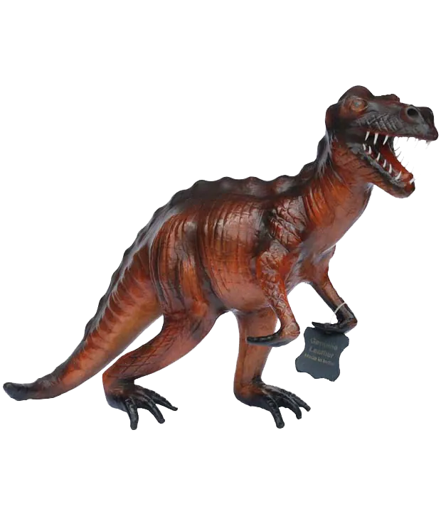 Handcrafted leather dinosaur sculpture