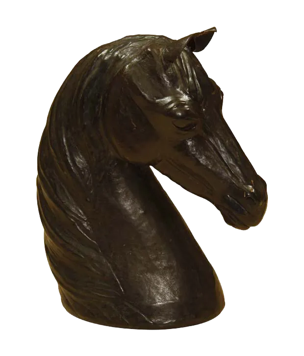 Handcrafted leather horse head sculpture
